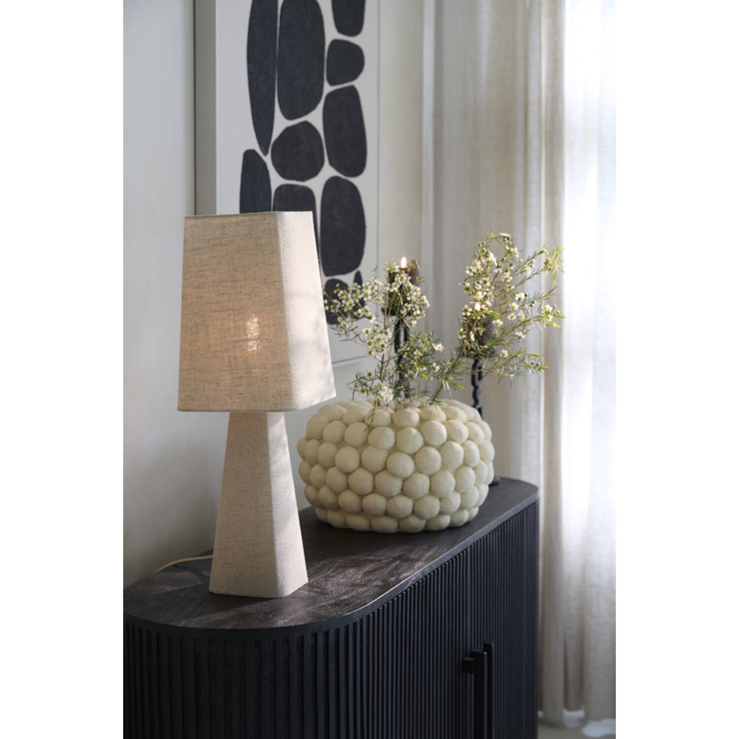 Lampe de Table MIKKO – Toile Naturelle – 20 x 20 x H58 cm