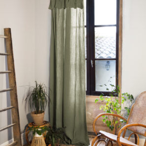 Rideau ajustable + 8 anneaux pince 140 x 300 cm Gaze de coton unie GAÏA