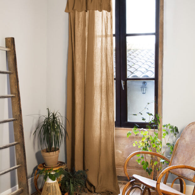 Rideau ajustable + 8 anneaux pince 140 x 300 cm Gaze de coton unie GAÏA