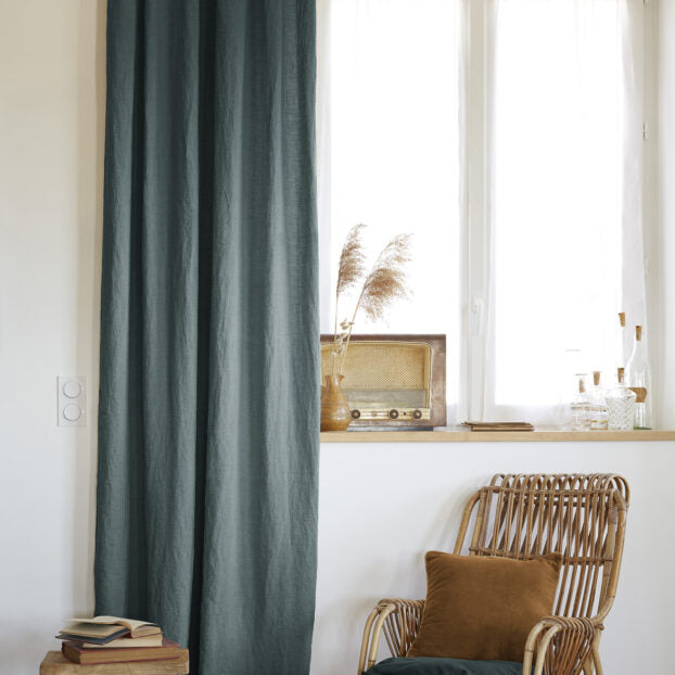 Rideau ajustable + 8 anneaux pince 140 x 270 cm Lin lavé SOLINE