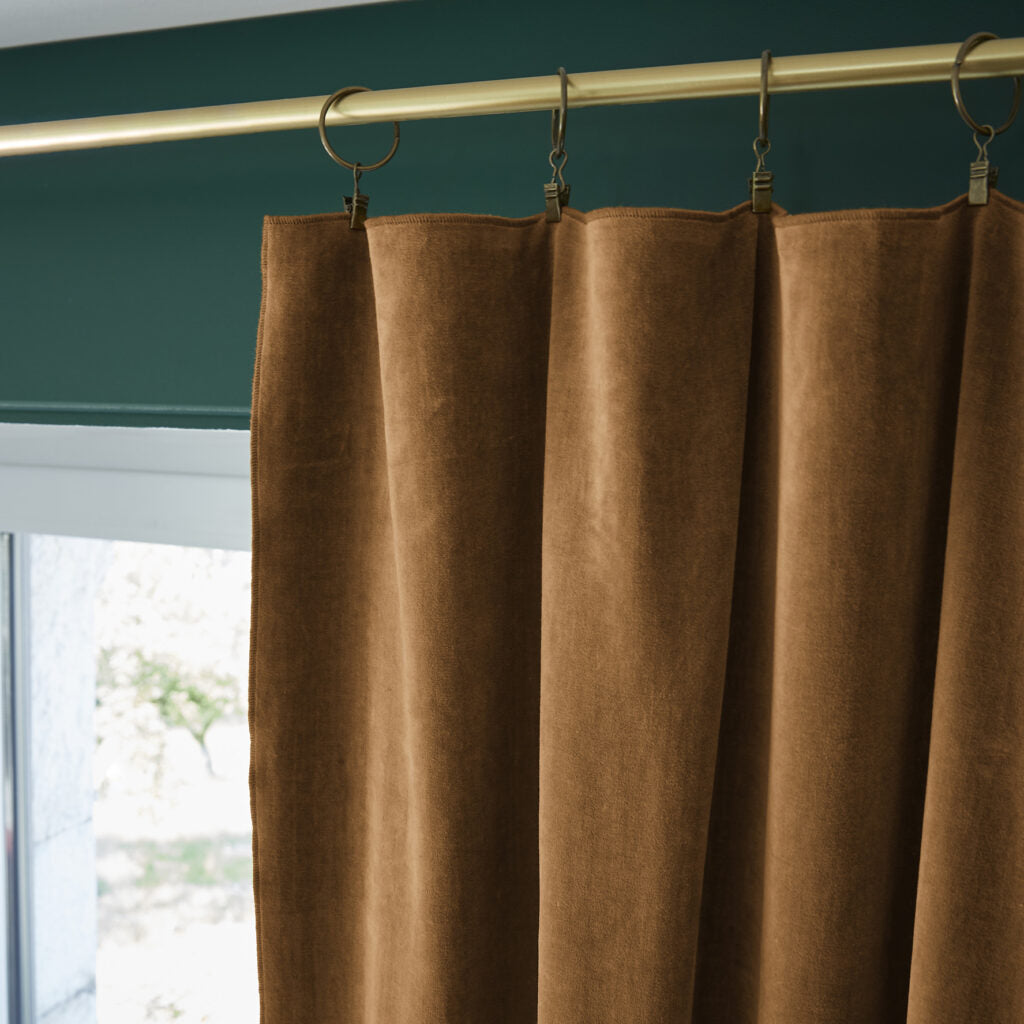Rideau ajustable + 8 anneaux pince 140 x 270 cm Velours de coton CÉSAR Pampa