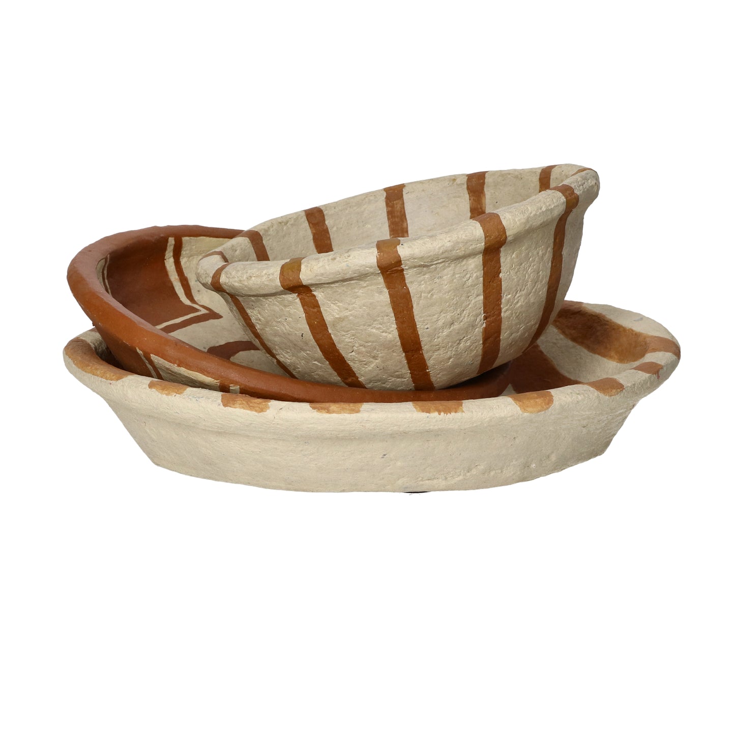 Set de 3 bols - NAXOS - papier mâché - DIA 20/24/29 x H 7,5/5/5 cm - ocre