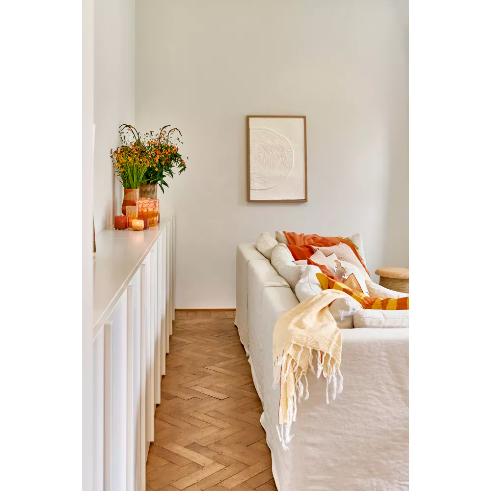 Décoration murale en papier mâché et bois de pin – 60 x 3,5 x 90 cm – Blanc