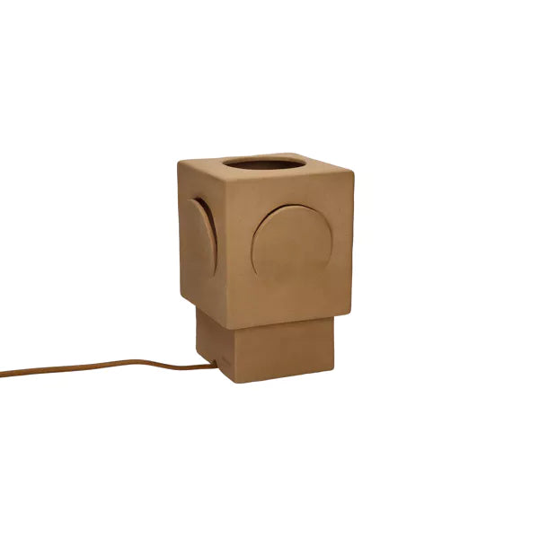Lampe de table ECLIPSE ocre en grès – 13 x 13 x H20,5 cm