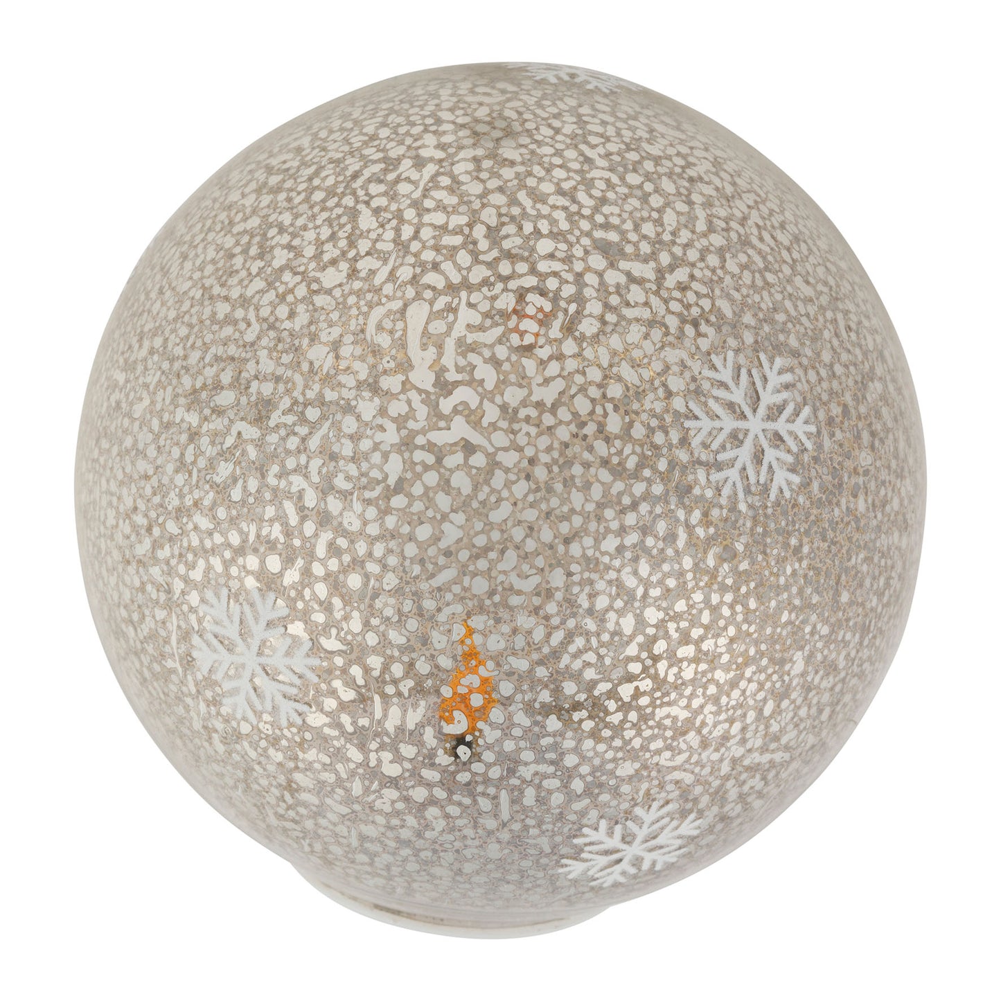 Boule lumineuse LED Flocon en verre argenté