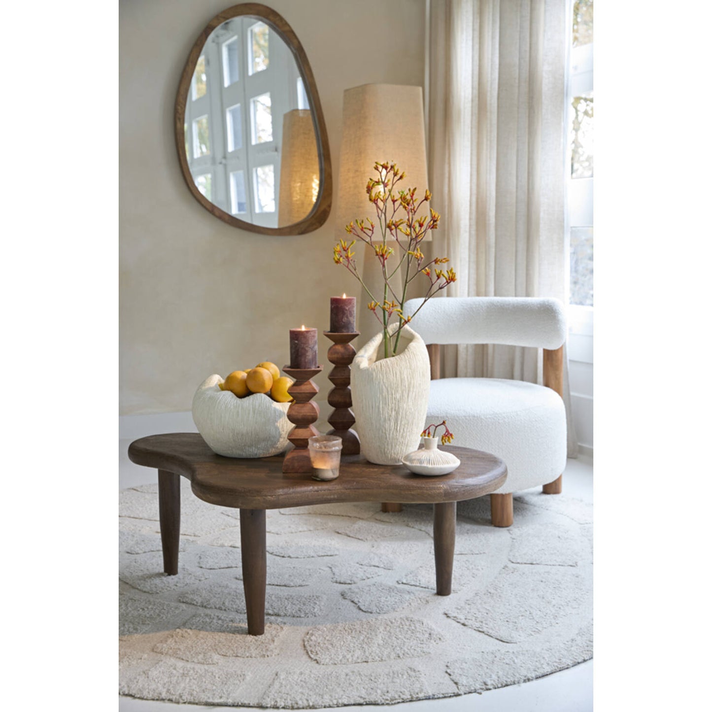 Vase déco DENISA 21,5x20,5x36,5 cm – Crème