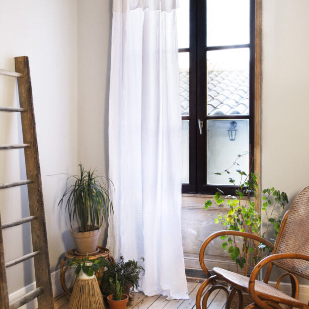 Rideau ajustable + 8 anneaux pince 140 x 300 cm Gaze de coton unie GAÏA