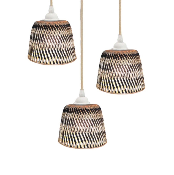 Set de 3 abat-jours pour suspension Life - tresse noir
