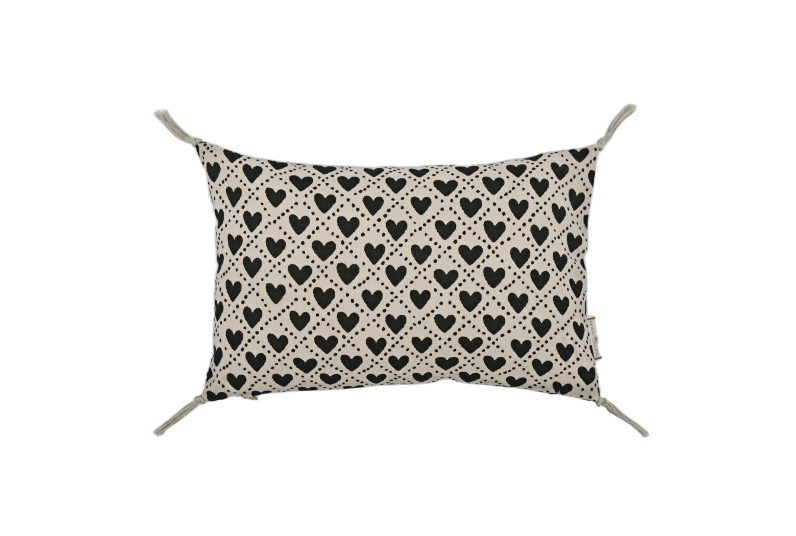 Housse de coussin - les coeurs - carbone