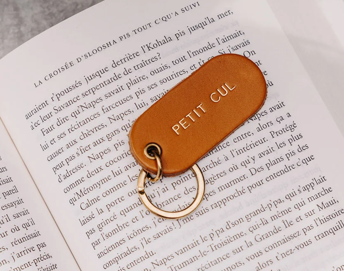 Porte-clé à message en cuir