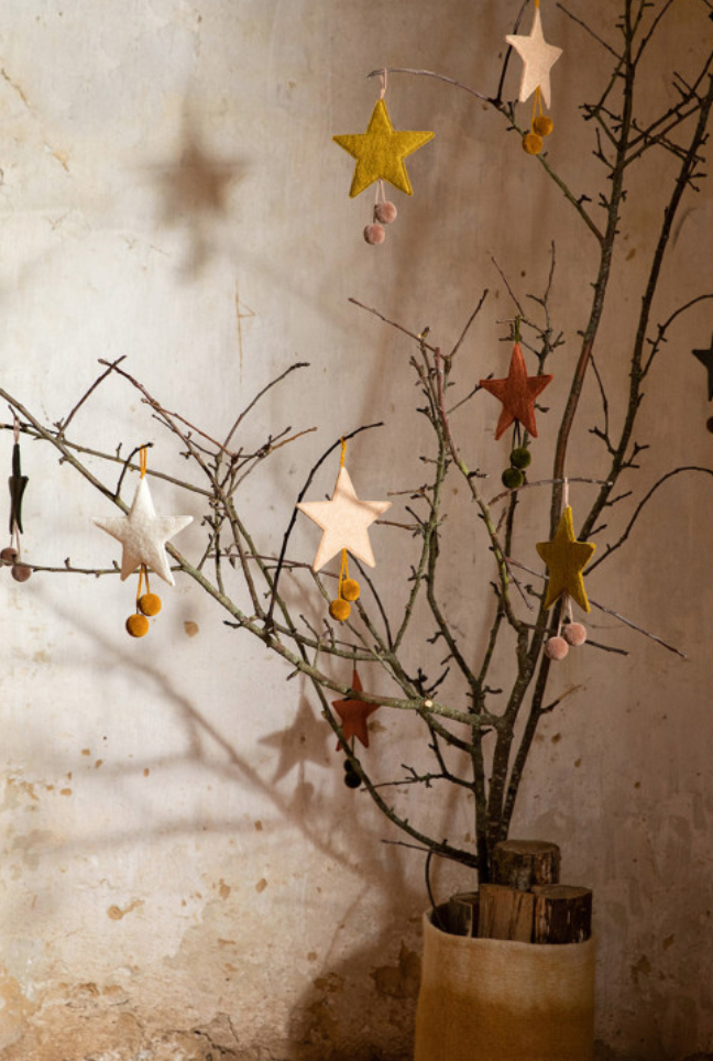 Etoile pompons - feutre & laine