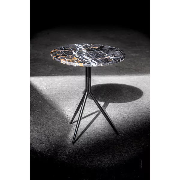 Table d'appoint DANA - marbre et métal - DIA 40 x H 47 cm - brun