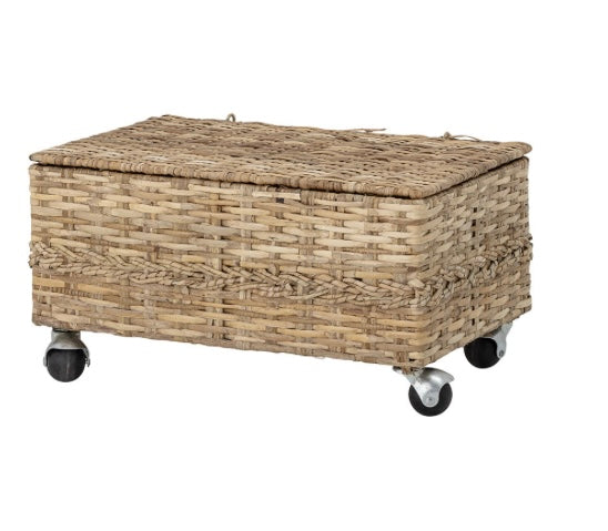 Boite de rangement avec couvercle en rotin