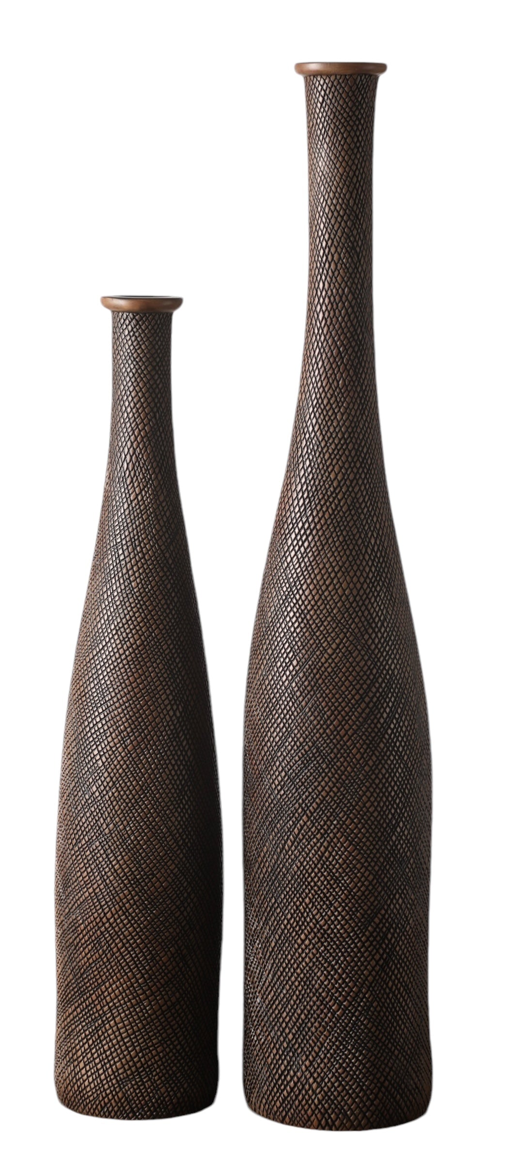 Vase Décoratif en Polyrésine - Finition Motif Texturé - 2 Tailles Disponibles