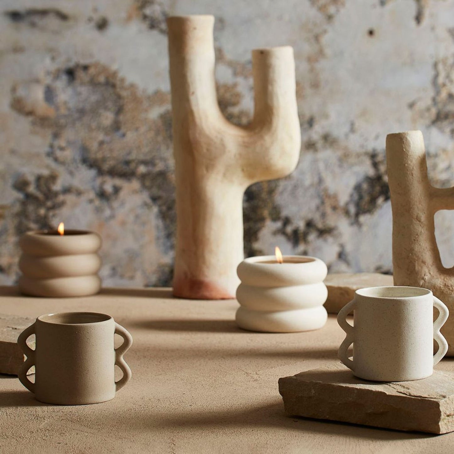 Bougie senteur sunset en grès beige