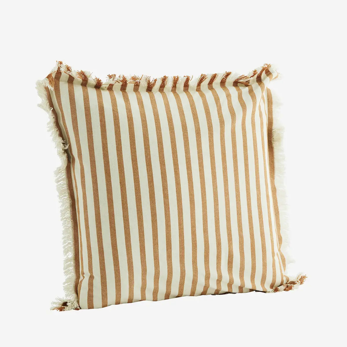 Housse de coussin rayée avec franges