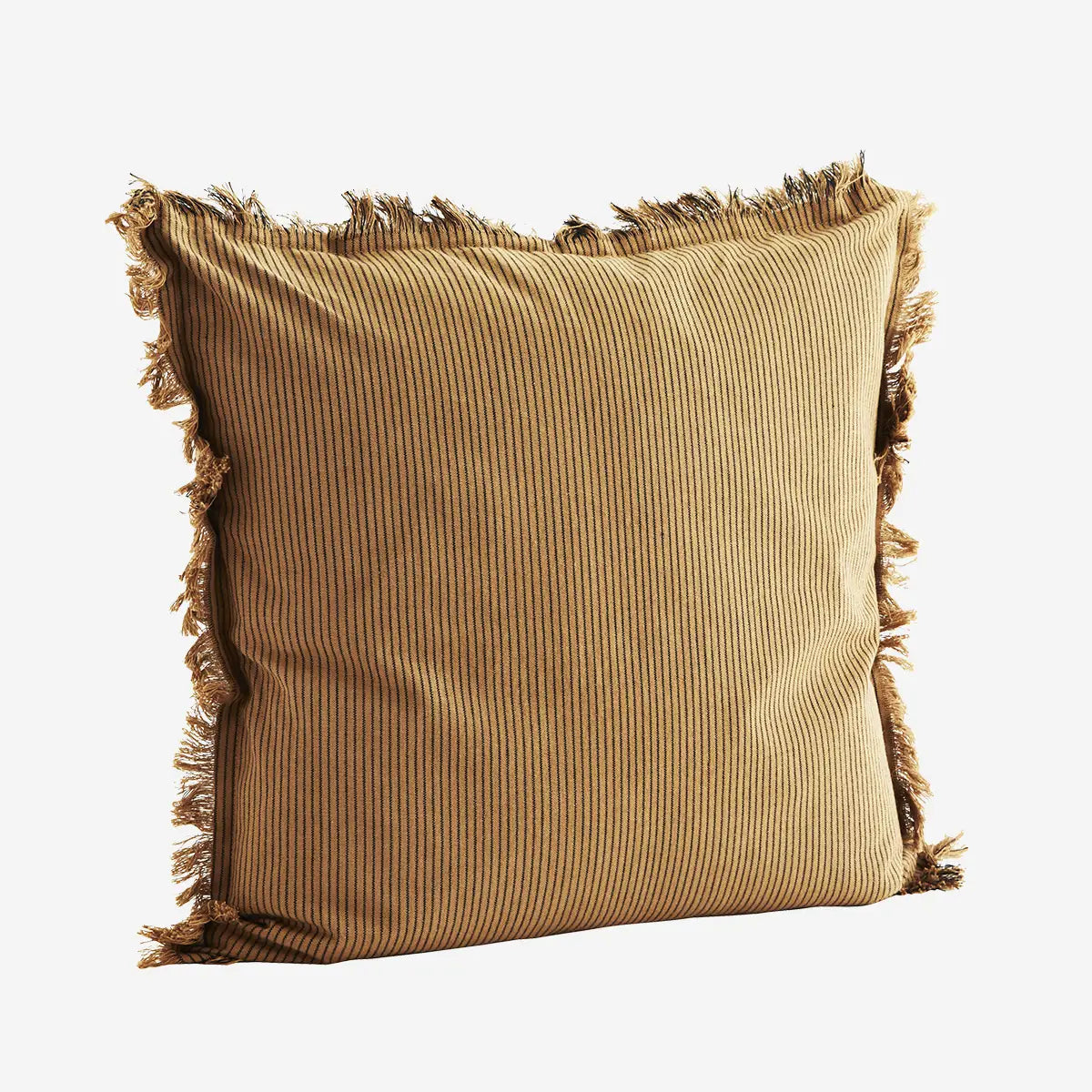 Housse de coussin rayée avec franges