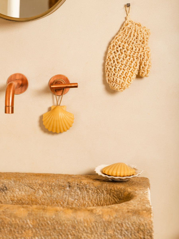 Coffret porte-savon coquillage blanc émaillé