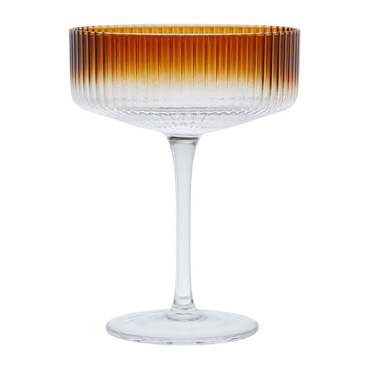 Coupe de champagne striée en verre - FUNKY AMBRE