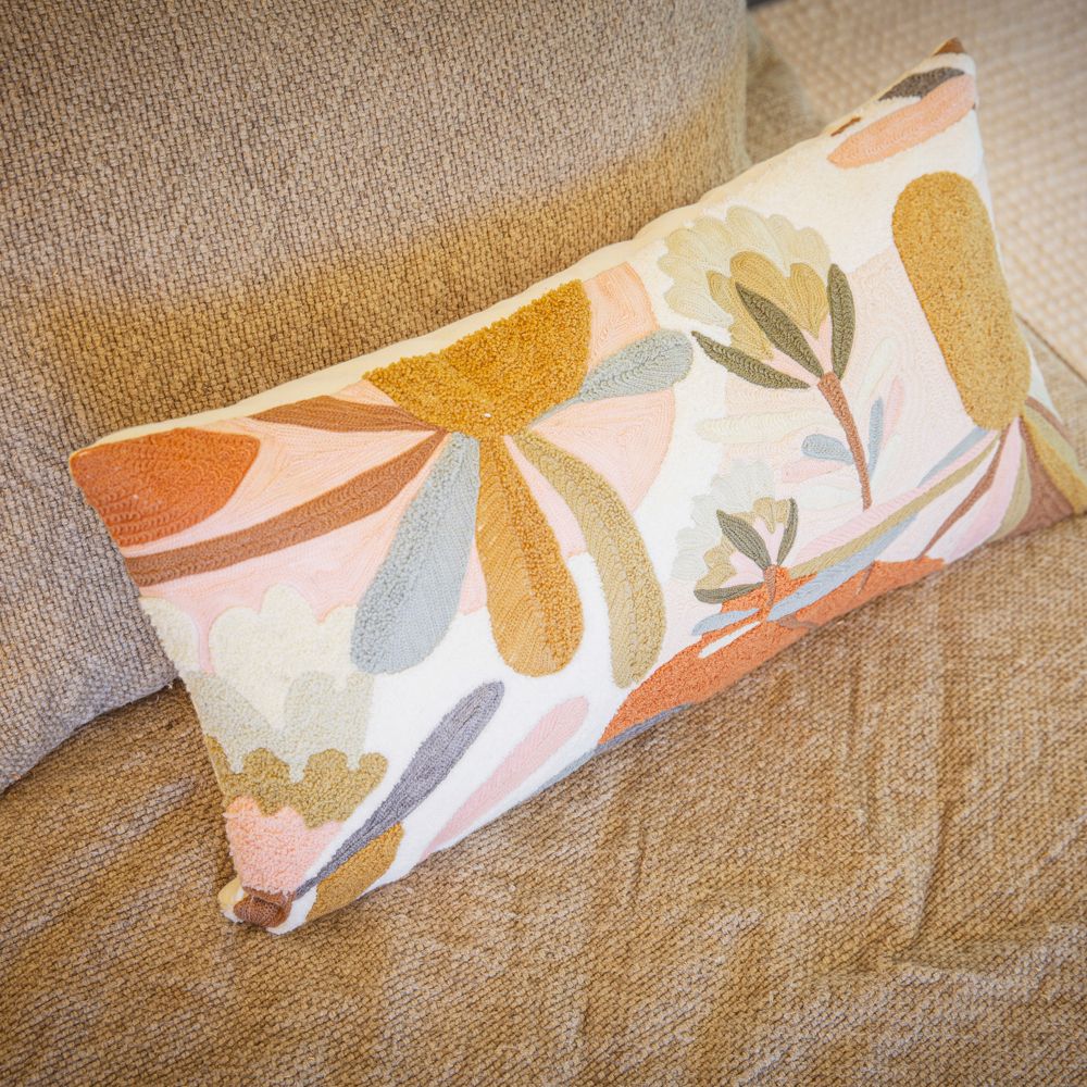 Coussin broderie coton - Tosca Eden - 30x60 cm