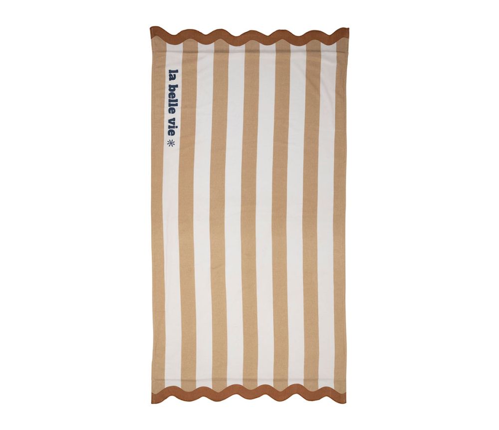 Drap de bain brodé camel + terracotta