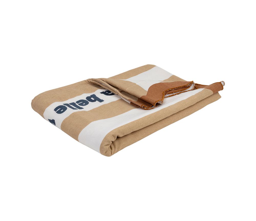 Drap de bain brodé camel + terracotta
