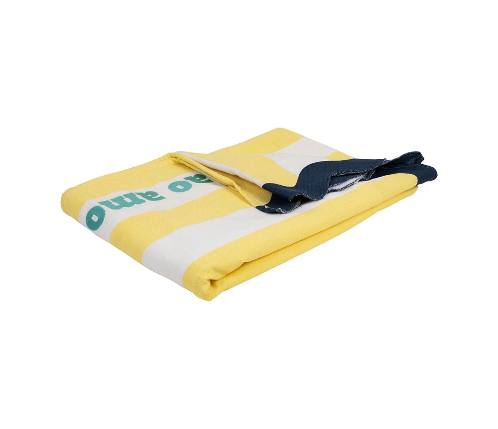 Drap de bain brodé jaune et blanc Ciao Amore