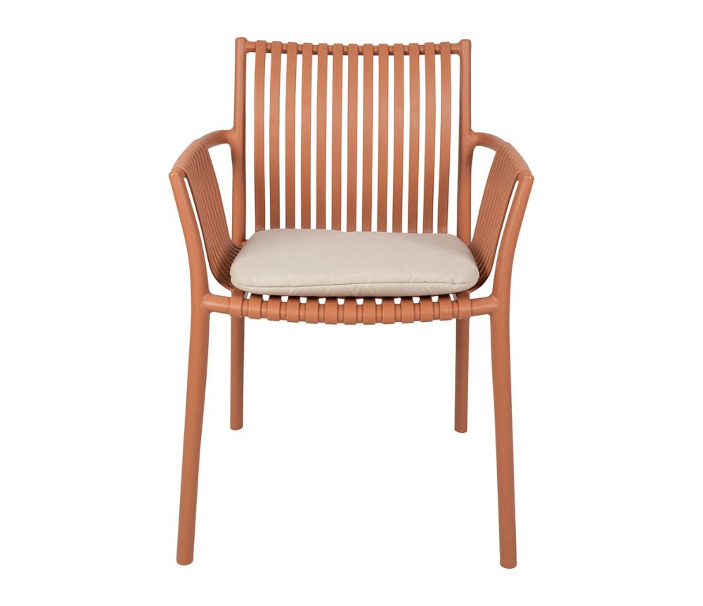 Fauteuil terracotta coussin écru 59X56H82 polypropylène