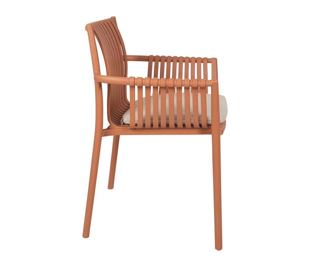 Fauteuil terracotta coussin écru 59X56H82 polypropylène