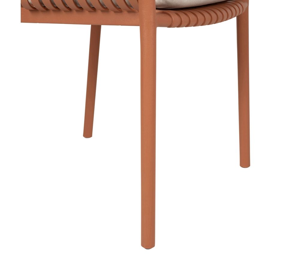 Fauteuil terracotta coussin écru 59X56H82 polypropylène