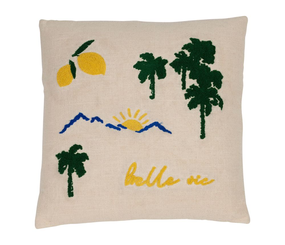 Housse de coussin Medi jaune et vert 45x45 cm