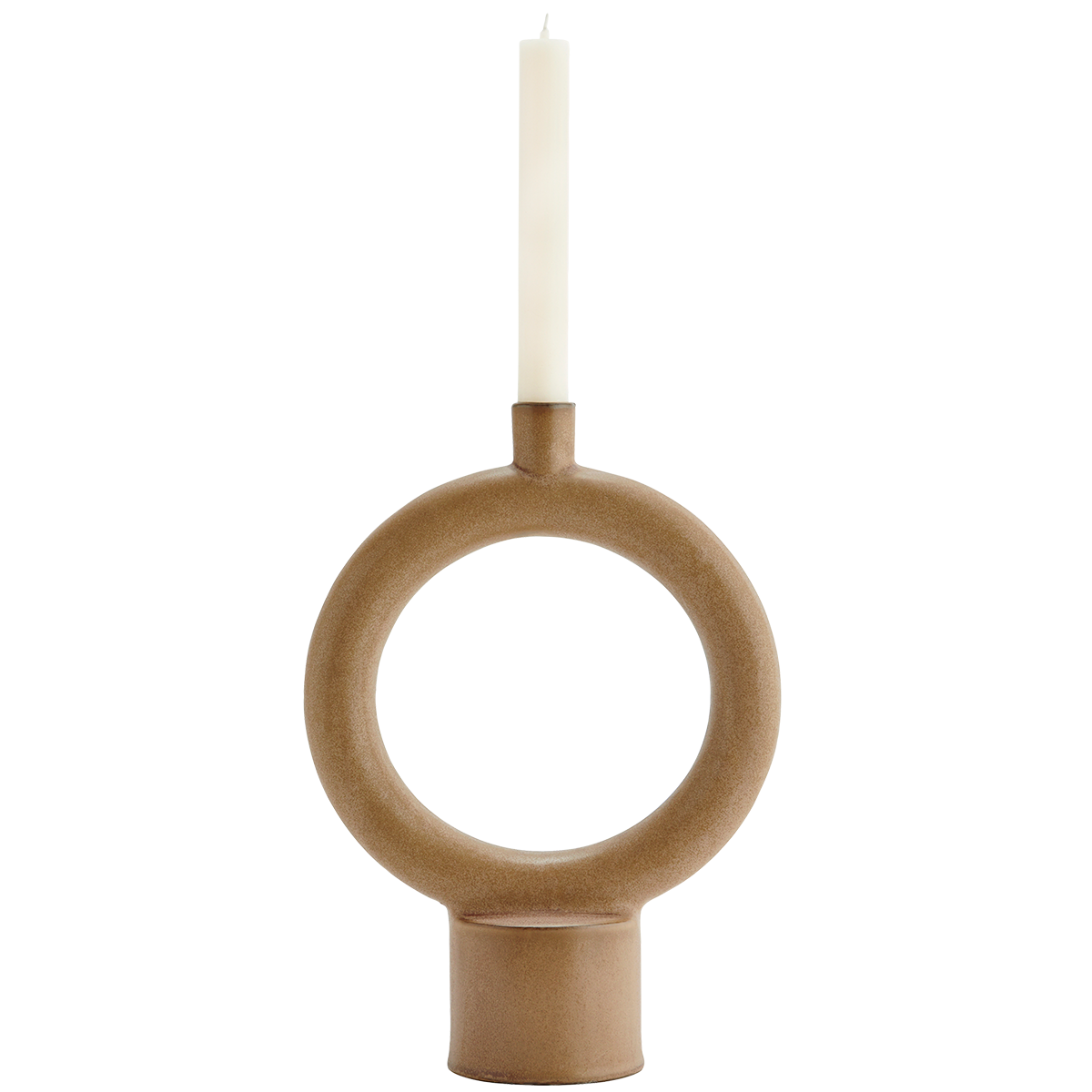 Porte-bougie en grès H:33,5 cm - Grès brun