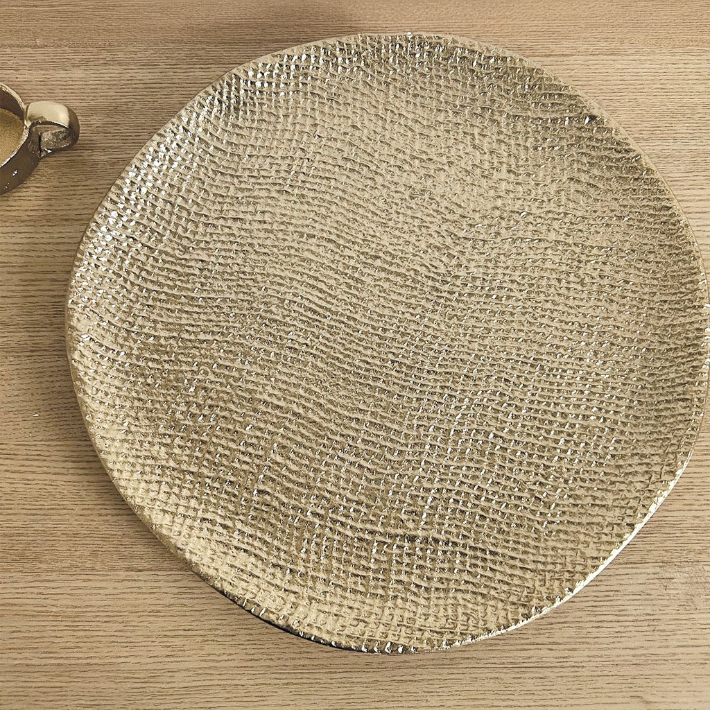 Plateau rond Alice quadrillé doré – D27 cm