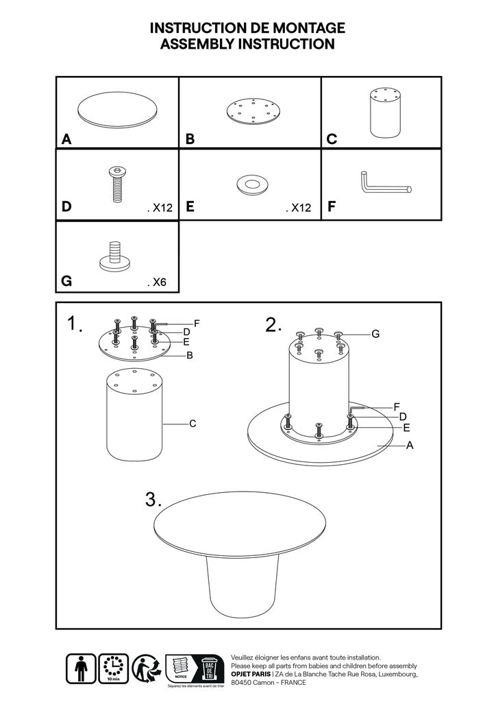 Table à Manger Ronde Ø120 cm x H76 cm