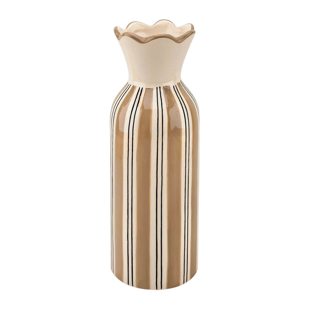 Vase décoratif collerette à rayures 23,3 cm