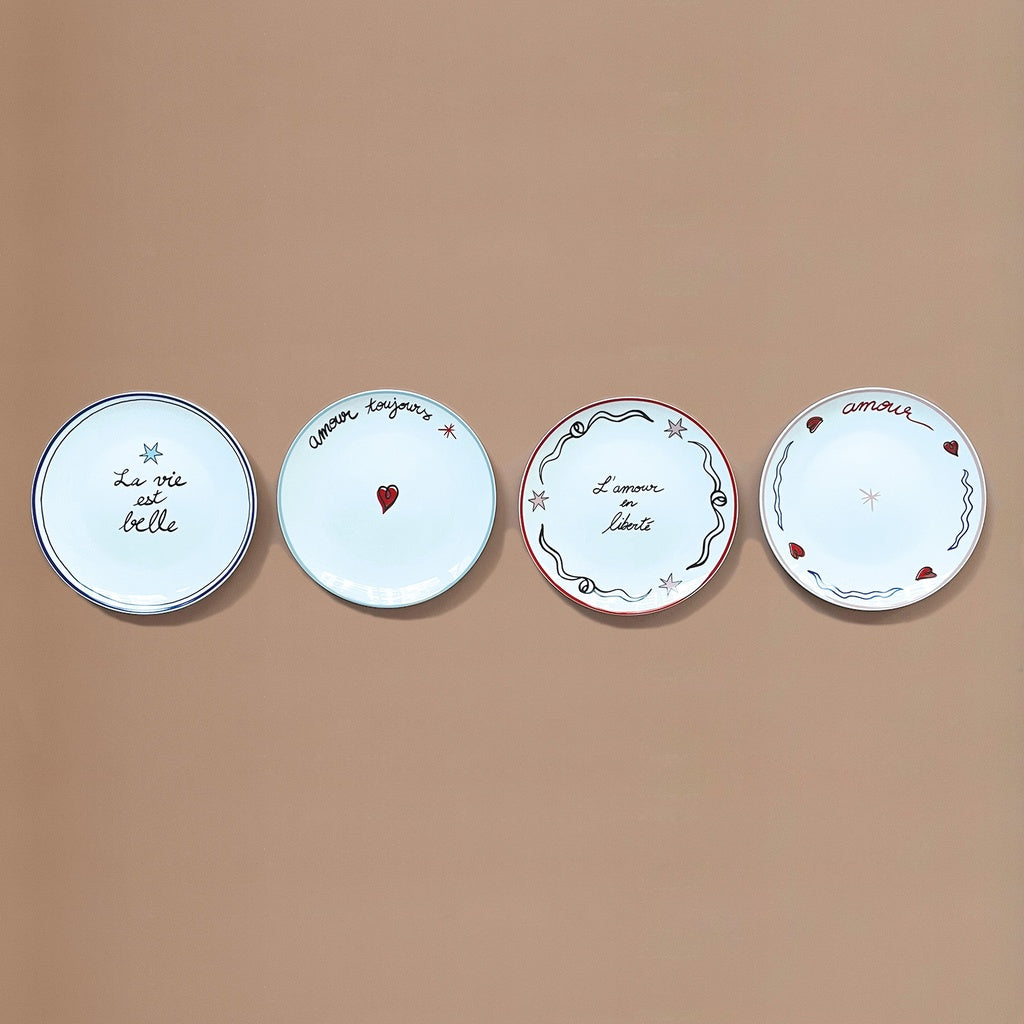 Set de 4 assiettes dessert Amour en liberté – Ø19 cm
