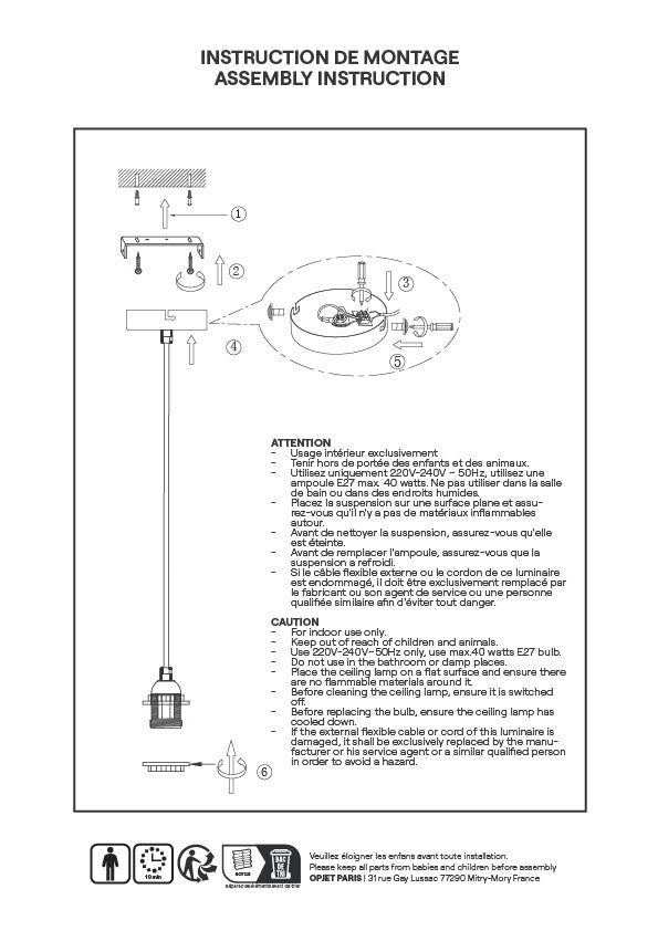 Suspension douille blanche – câble coton blanc 110 cm