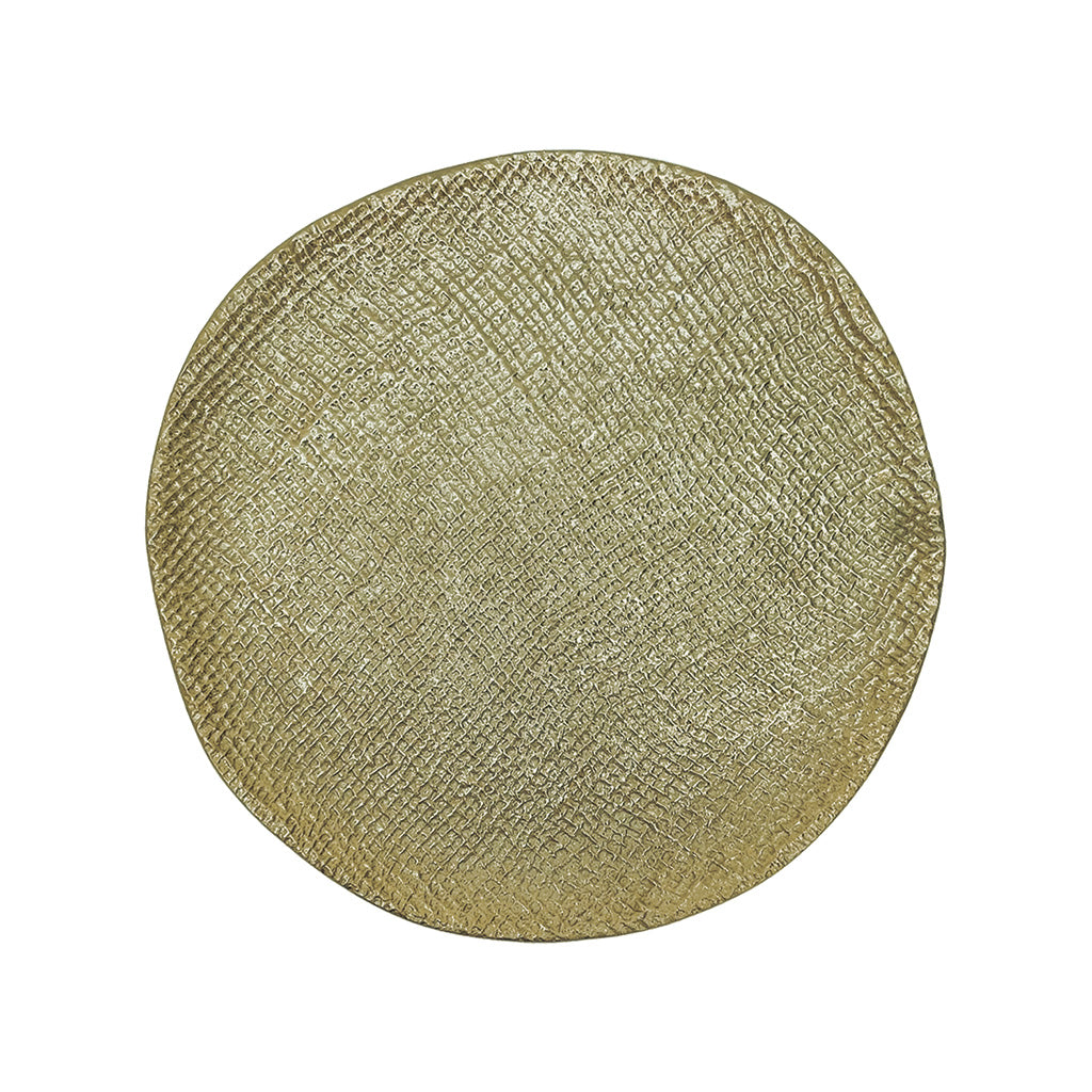 Plateau rond Alice quadrillé doré – D27 cm