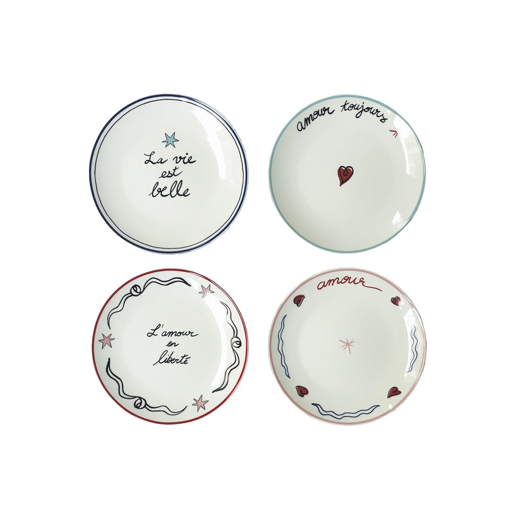 Set de 4 assiettes dessert Amour en liberté – Ø19 cm