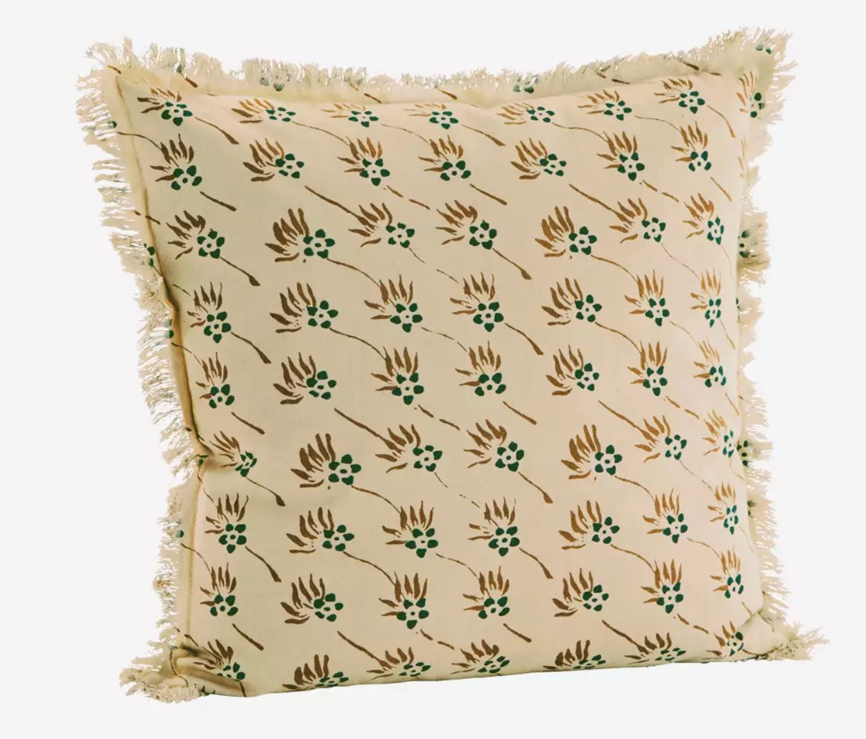 Housse de coussin imprimée à franges