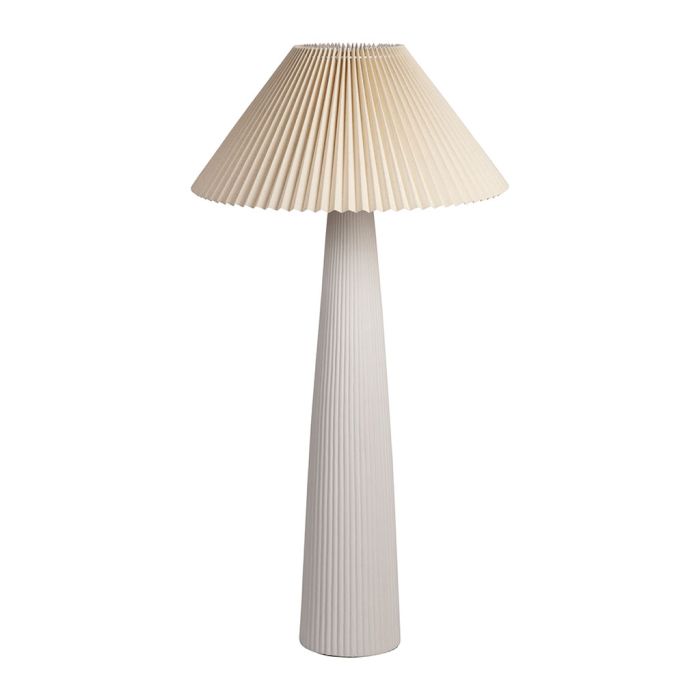 Lampadaire lignes écru - D52xH103cm - Céramique et lin