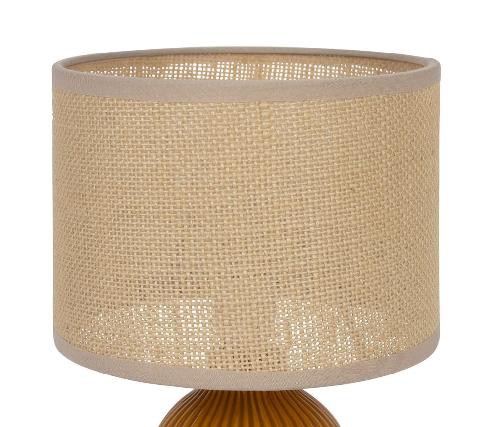Lampe en céramique et lin curry - écru D 16XH28 cm
