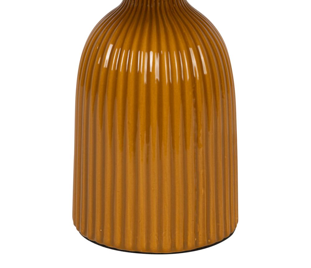 Lampe en céramique et lin curry - écru D 16XH28 cm