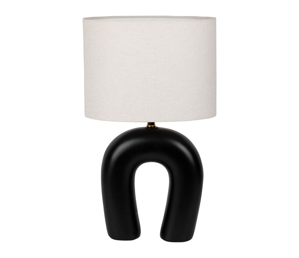 Lampe Lignes noir & écru – céramique et coton