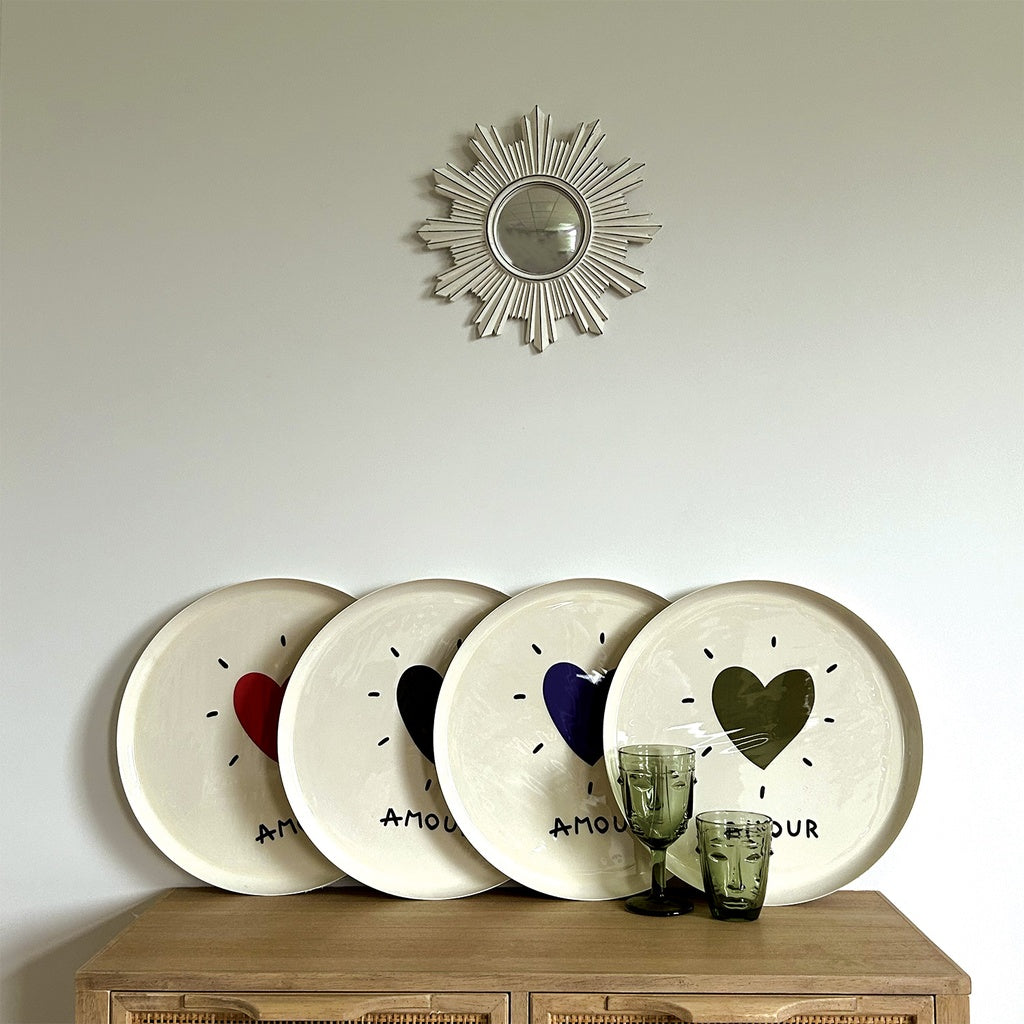 Plateau rond cœur assortie D35 H2cm