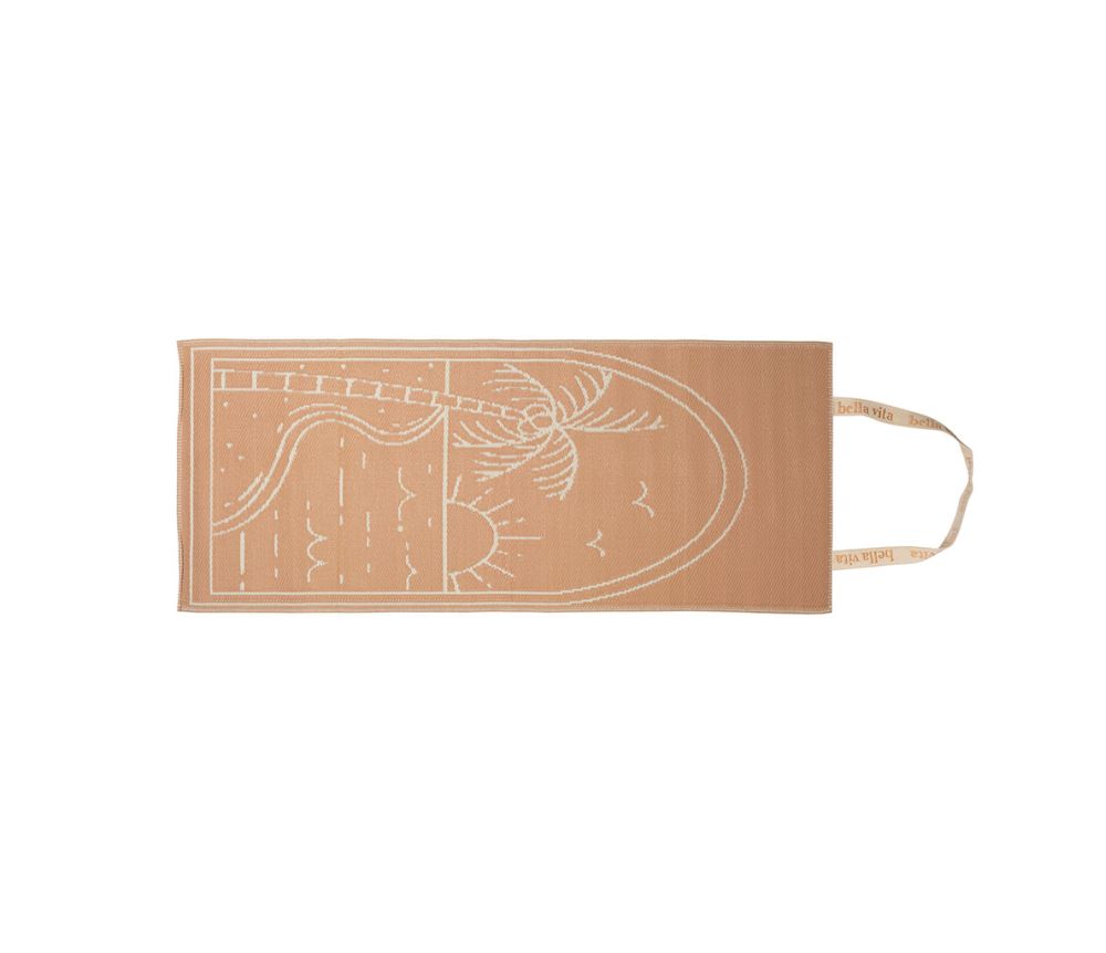 Tapis de plage corail en polypropylène et coton 170 x 70 cm