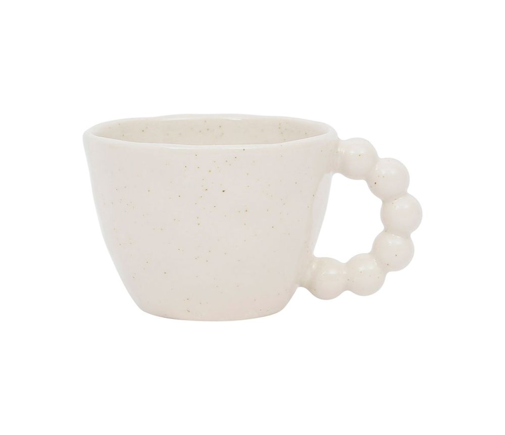 Tasse à thé en grès blanc moucheté