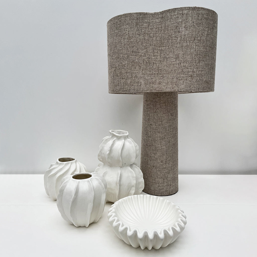 Vase noble ondule blanc D10,8 H10cm