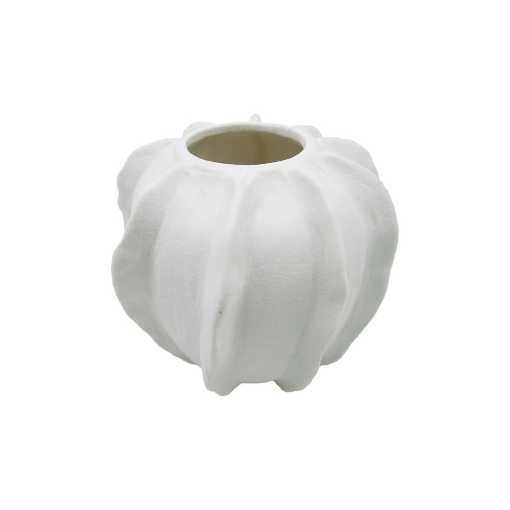 Vase noble ondule blanc D10,8 H10cm