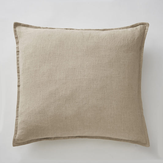 Taie d’oreiller 60x60 cm en lin lavé – SOLINE couleur Sable